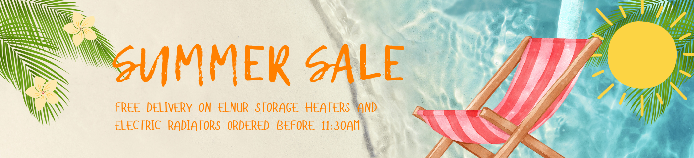 Summer Sale Banner 2025 - Free Delivery on Elnur Storage Heaters and Electric Radiators Ordered Before 11:30AM