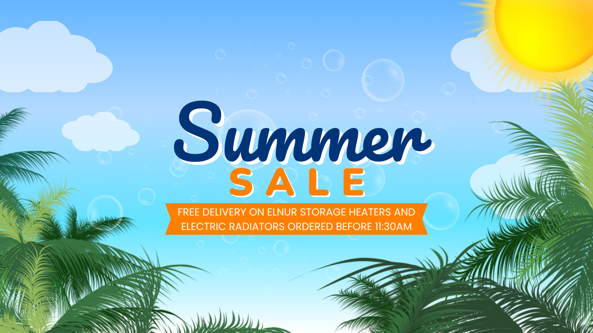 Heaters2Go Summer Sale - Free delivery on Elnur storage heaters and electric radiators ordered before 11:30am